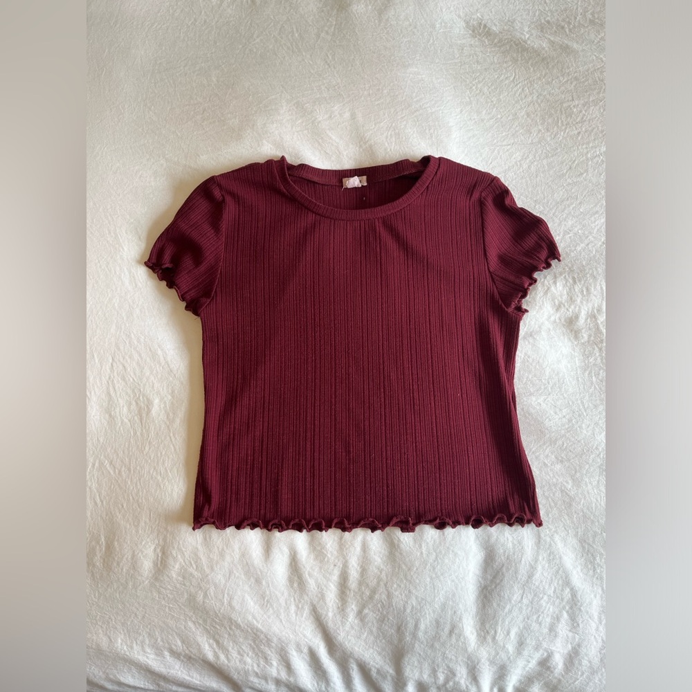 Garage burgundy crop top